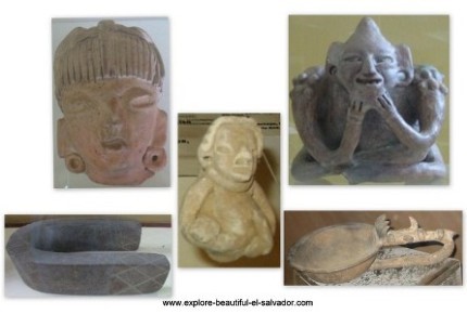 Artifacts found at Tazumal Ruins in El Salvador