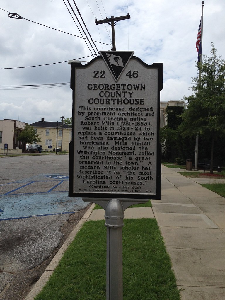 Georgetown County Courthouse historic sign. Georgetown, SC.