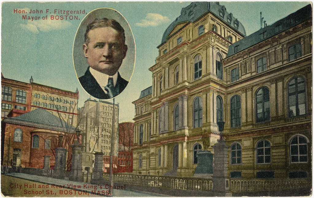 Hon. John F. Fitzgerald, Mayor of Boston. City Hall and Rear View King's Chapel, School St., Boston, Mass. [front]