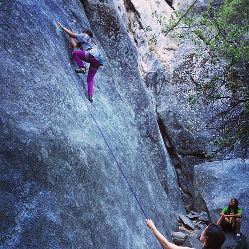 Tatiana rock climbing in Yosemite.