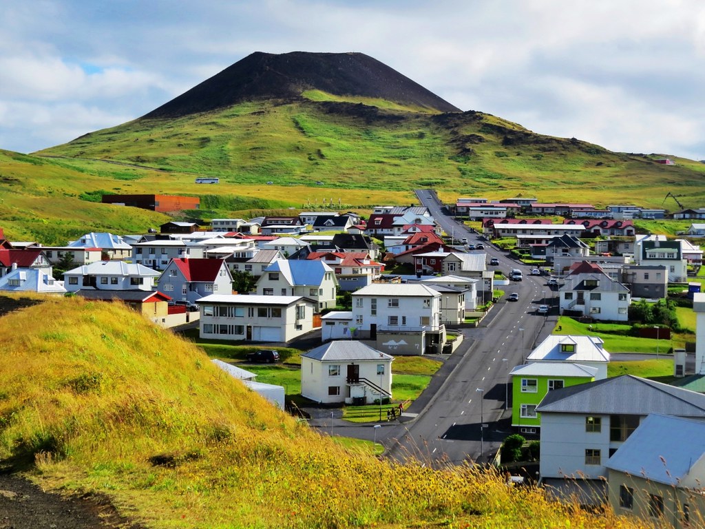Iceland's Vestmannaeyjar the town that held back an erupting lava flow.